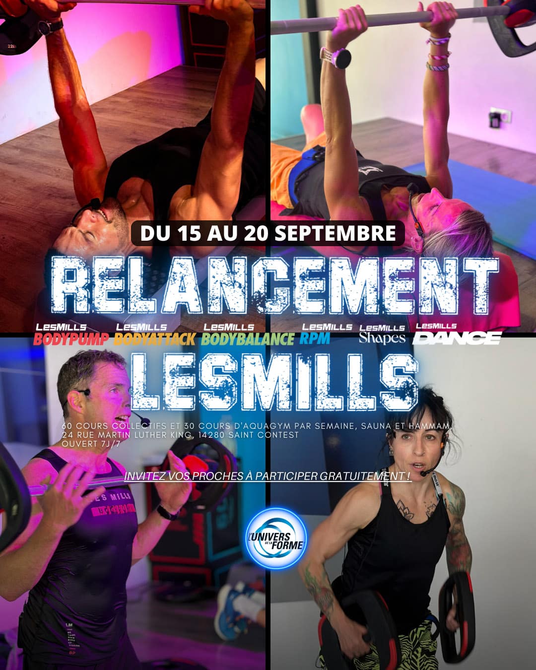 Relancement Les Mills du 15 au 20 septembre